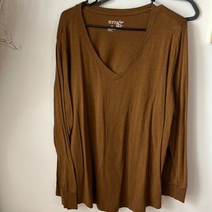 EUC Terra & Sky Brown Long Sleeve Shirt Size 2x